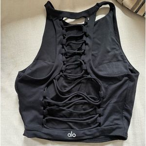 ALO yoga High Neck Lace Up Back Sports Bra Crop Top